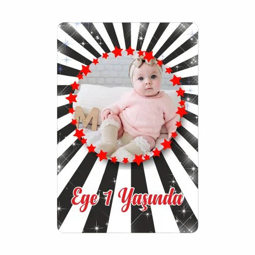 Siyah Beyaz Temalı Doğum Günü Magneti